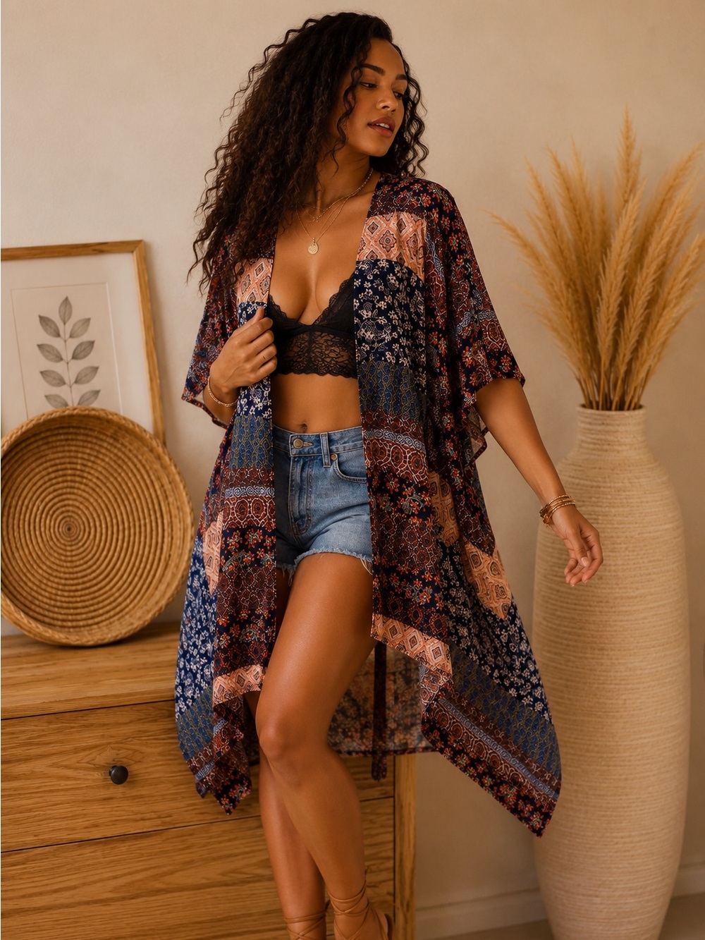 Altar’d State L Patchwork Floral Boho Duster | Festival Kimono